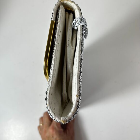 Vintage White Mesh Clutch or Chain Strap Shoulder Bag - Picture 5 of 14